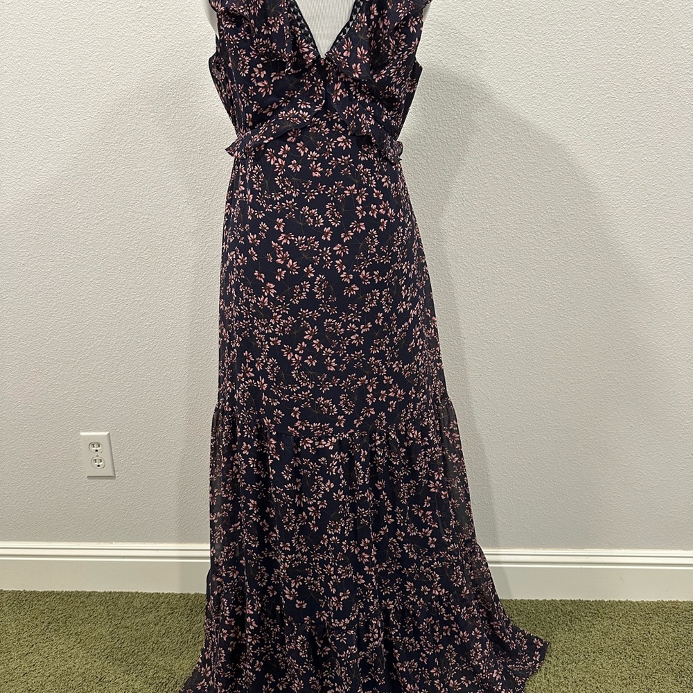Lulu's Navy and Pink Floral Maxi Dress